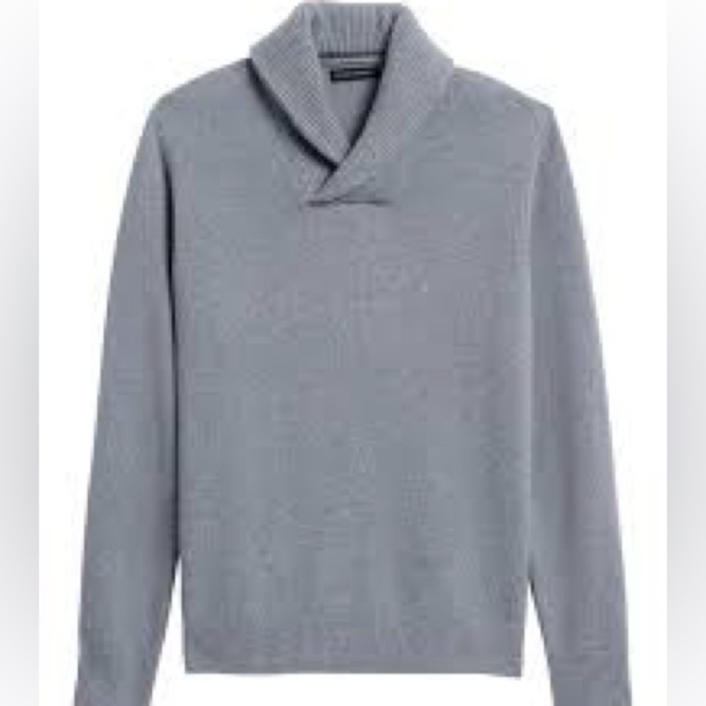 Banana Republic Men’s Size Large Gray Merino Wool Blend Shawl Collar Sweater